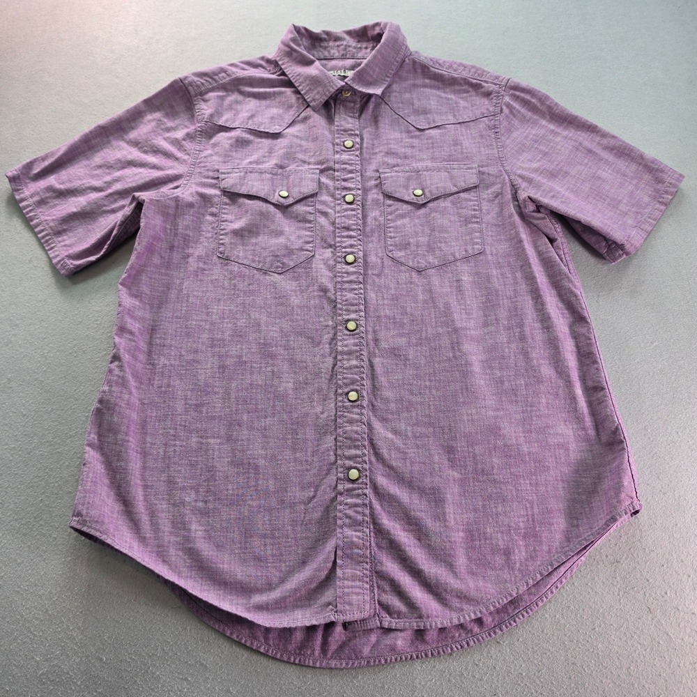 Gap 1969 Mens Purple Western Pearl Snap Shirt Medium Cotton Rodeo Cowboy